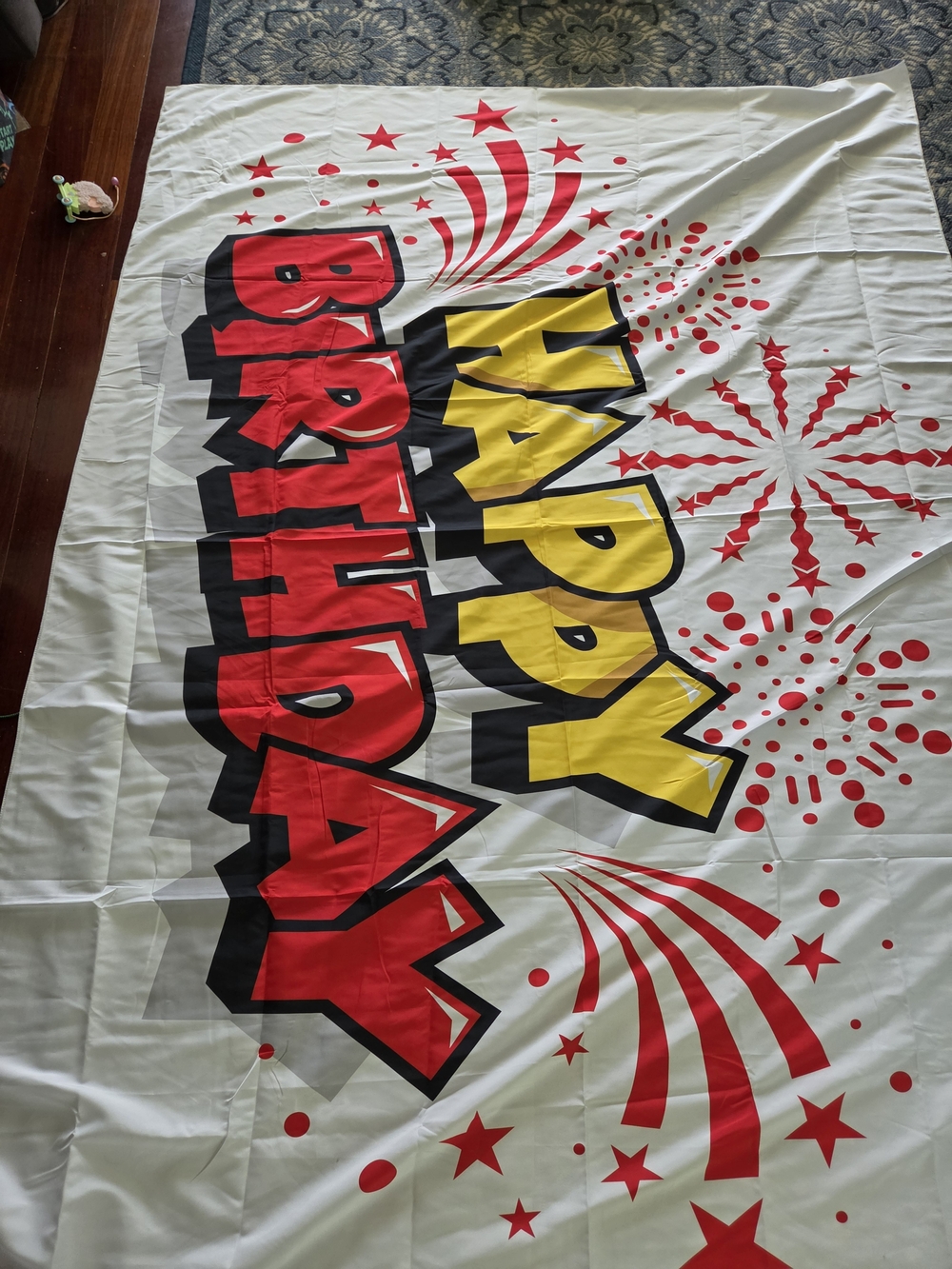 Happy Birthday Party Backdrop Banner - Red & Yellow